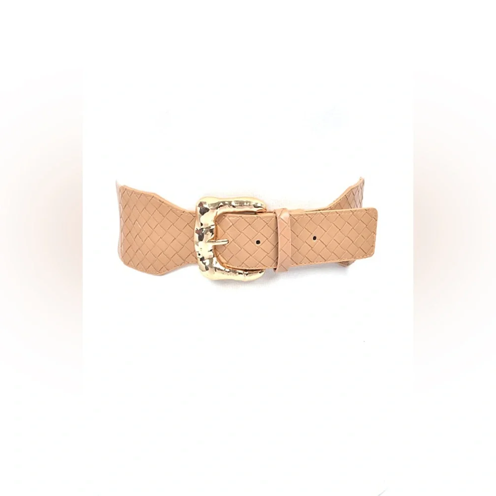 Vegan Leather Wide Elastic Statement Belt